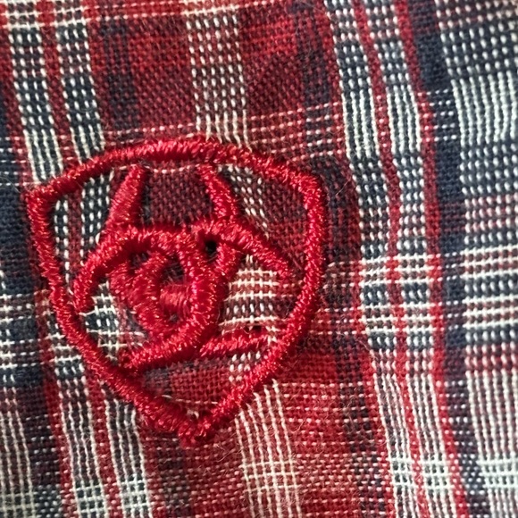 Ariat Women Plaid Western Shirt Metal Snap Front Studded Red/White/Blue Cotton M - Picture 5 of 11